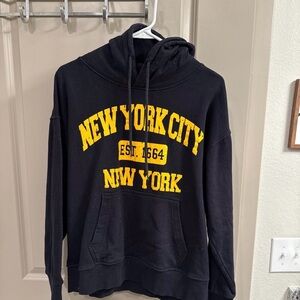 New York City Black Hoodie Sweatshirt with Yellow Lettering